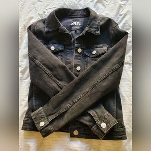 Zara Fitted Denim Jacket Faded Black XS